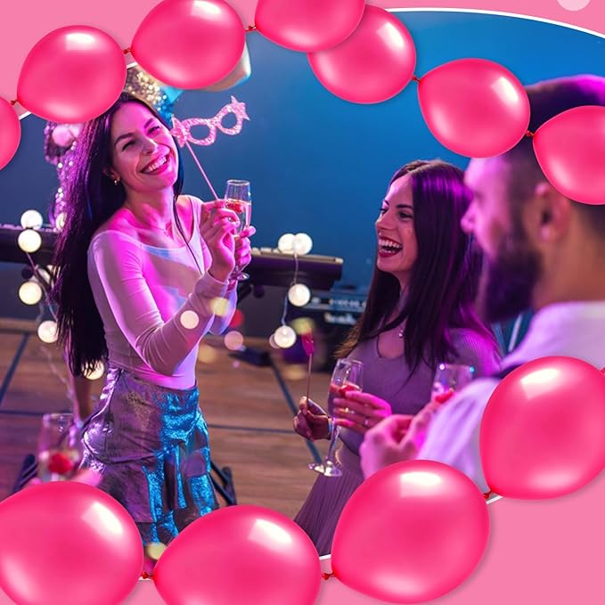 Link Balloons 12 Inch - 100 Pcs Quick Link Balloon Latex Linking Balloons Connected Linkable Balloon Birthday Wedding Party Decorations(Rose)