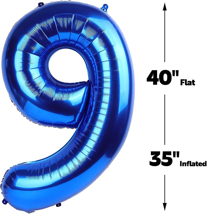 Blue Jumbo Number 90 Balloon 40 Inch, Men Women 90 Birthday Supplies, Foil Helium 90 Birthday Giant Balloon, Mylar Blue Number Balloons Anniversary Decorations