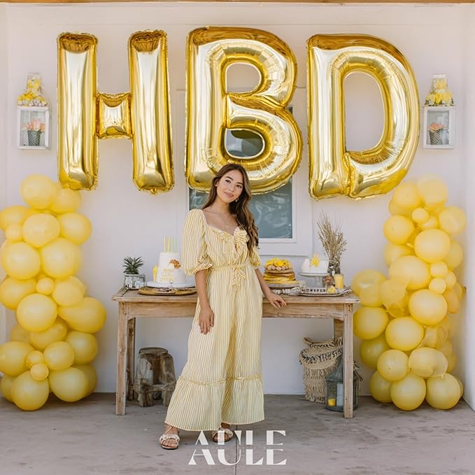 AULE 40 Inch Big Letter Balloon Gold M Large Foil Helium Alphabet Balloons A-Z for Birthday Anniversary Graduation New Year Party Decoration Supplies