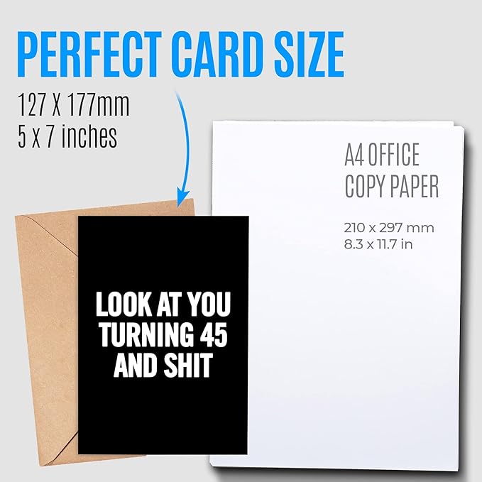 Funny 45th Birthday Card for Women, Men - Happy 45th Birthday Card for Wife, Husband - 45 Bday Card for Daughter, Son - Joke 45 Years Old Card