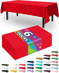 Pureegg Plastic Table Cloth Disposable 6 Pack, 54 x 108 Inch Table Cloths, Valentines Day, Thanksgiving, Christmas Decorations, Fall Tablecloths, Rectangle, Plastic Cover, Waterproof, Red