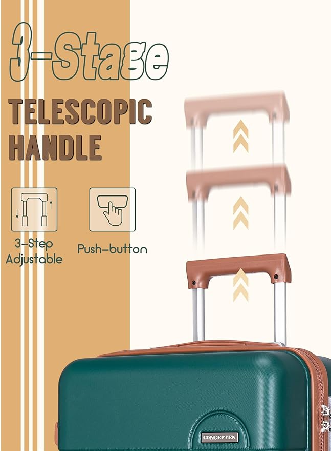 CONCEPTEN Luggage Sets 5 Piece, Suitcases with Wheels, Hardshell Suitcase Set, ABS Carry on Luggage Set with TSA Lock, Travel Luggage