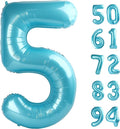 Pearlescent Blue 5 Balloon, Number Balloons 40 Inch, 5th Birthday Balloon Decorations, Pearlescent Blue Party Supplies, 5 Number Balloons, Number 5 Balloon