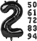 Number 2 Balloon, Black, 40 Inch, Unisex, Birthday Decorations, All Ages, Reusable, Self Sealing, Foil Mylar