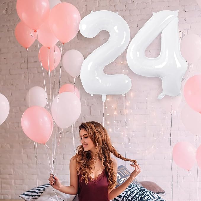 White Number Balloons 40 Inch Helium Mylar Number 4 Balloon for Birthday Party Anniversary Decoration (White, 4)