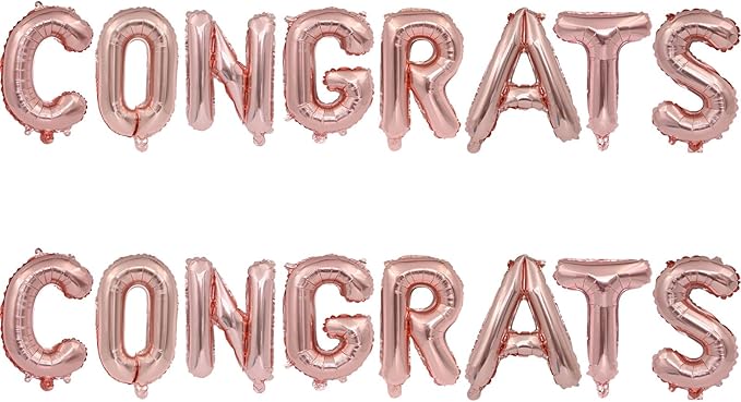 2 Set 16Pcs Rose Gold Congrats Letter Balloons 16in Balloon Foil Letter Decorations Party Decor Rose Gold Letter Balloons Congrats Party Supplies