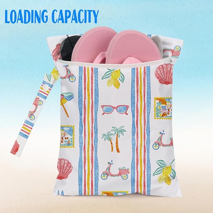 Beach Essentials, Wet Bag for Swimsuit Dirty Clothes Yoga Gym Diaper, Wet Dry Bag, Beach Vacation Essential for Travel Poor Bathing Summer Italian
