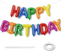 16 Inch Happy Birthday Banner Balloon, Rainbow Happy Birthday Letters Foil Balloons, Self Inflating Multicolor HBD Balloons Bunting for Kids Girls Boys Colorful Bday Party Decorations
