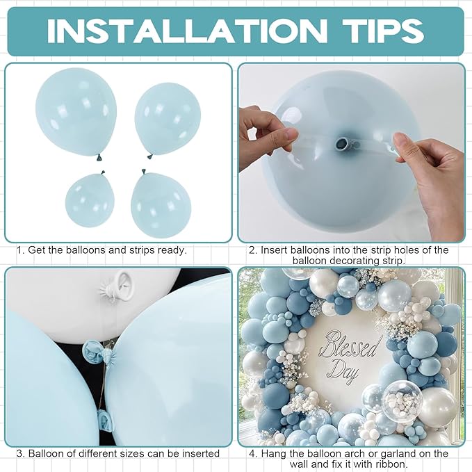 Pale Aqua Balloons Arch Blue Balloons Garland Light Dusty Fog Mist Blue Balloon Different Sizes 5 10 12 18inch Helium Latex Balloon Boho Birthday Party Decoration Wedding Baby Shower Graduation