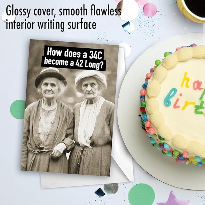 NobleWorks Humorous Birthday Greeting Card with 5 x 7 Inch Envelope (1 Card) Bday Bra Size C10073BDG