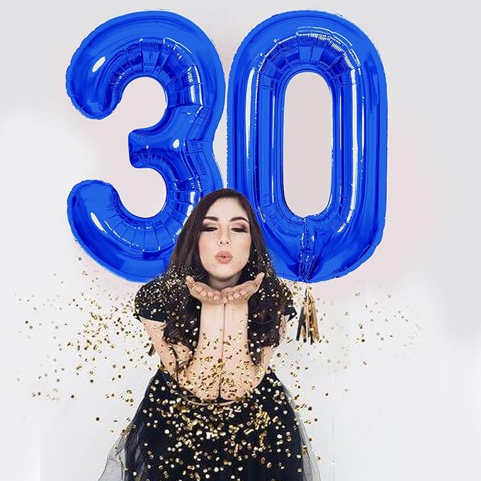 Number Balloons Navy Blue Balloons - Giant Number 30 Balloon, Blue 30th Number Balloon Birthday Decorations for Him