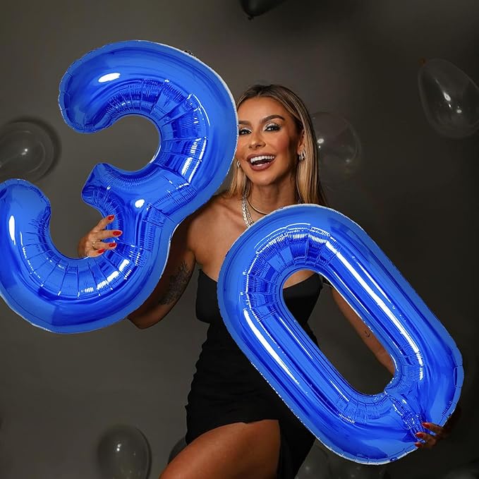 Number Balloons Navy Blue Balloons - Giant Number 10 Balloon, 10 20 30 40 50 Numbers Balloon Birthday Decorations, Blue Party Supplies for Boy Men