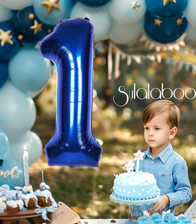 40Inch Navy Blue Number 1 Balloon Large Helium Royal Blue Number Balloons 0-9 Giant Digital 1st Foil Mylar Big Party Balloon for Boy Birthday Party Anniversary Graduation Decorations