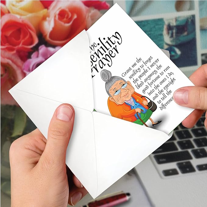 NobleWorks - Pack of 3 Hilarious Birthday Greeting Cards with Envelopes (1 Designs, 3 Each) - Senility Prayer C9046BDG-C3x1