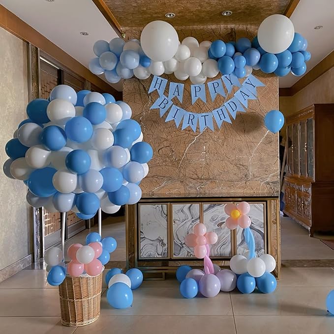 320 Pcs White Blue Light Blue Balloon 12 Inch Bulk Assorted Color Latex Balloons, for Birthdays Weddings Party Decorations