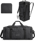 BAGSAMRT 60L Foldable Duffle Bag for Travel, Large Travel Duffel Bag for Men, 4 in 1 Travel Backpack, Carry on Weekender Bag, Black