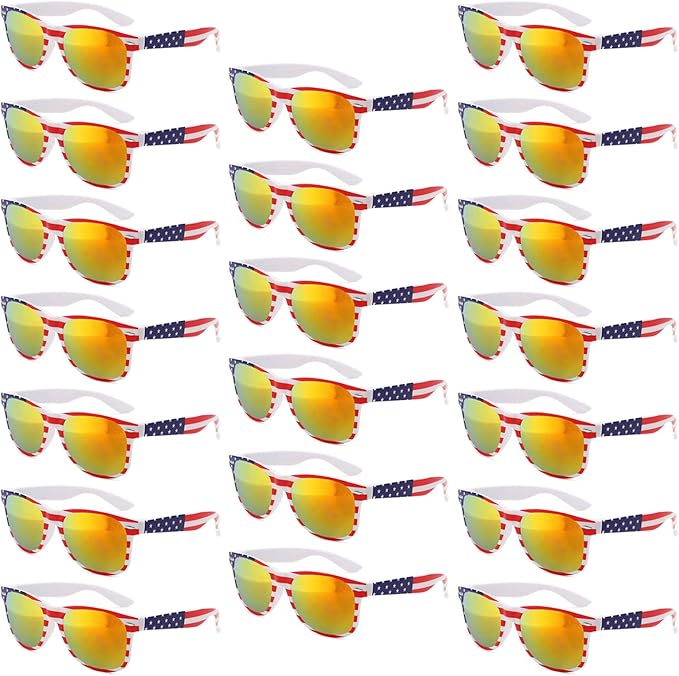 YQVIE Bulk American Flag Sunglasses for Adult Retro Independence Day Glasses UV400 Protection