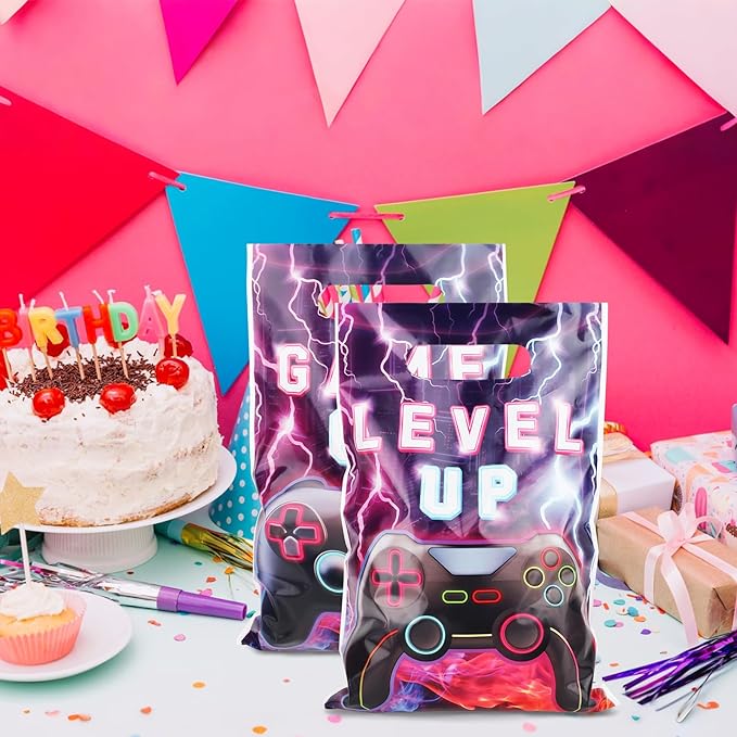 Adecortalk 50 Pcs Video Game Party Favor Bags Video Game Gift Bag Plastic Candy Goodie Treat Gift Bags for Kids Game On Birthday Baby Shower Party Decorations Gamer Party Supplies
