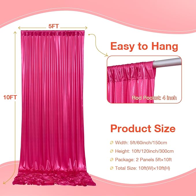 20x10 Wrinkle Free Hot Pink Sequin Backdrop Curtain for Parties-Thick Not Fall-Off Glitter Fuchsia Backdrop Drapes-4 Panels 5x10ft Shimmer Photo Back Drop Cloth for Wedding Birthday Photography