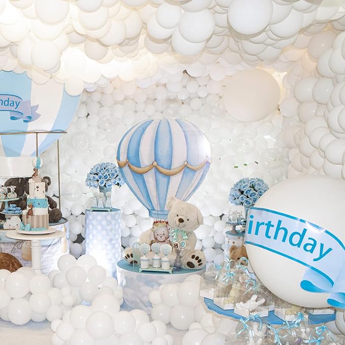 ASIYUHY White Balloons 100 Pack 12 Inch White Latex Party Balloons with 2 Rolls of Ribbon Helium Balloons for Wedding Birthday Party Baby Shower Engagement Anniversary Decorations