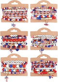 Cooluckday 36 Pcs Holiday Heishi Surfer Bracelets for Women Bulk Easter Mother's Day Christmas St. Patrick's Day Mardi Gras Bracelet Stackable Stretch Friendship Bracelets Set