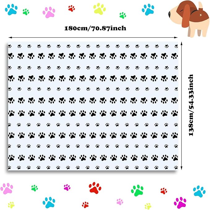 Tatuo 2 Pcs Puppy Paw Print Plastic Tablecloth Disposable Table Cover Puppy Themed Birthday Party Decorations for Dog Party Supplies (Black,71 x 54 Inch)