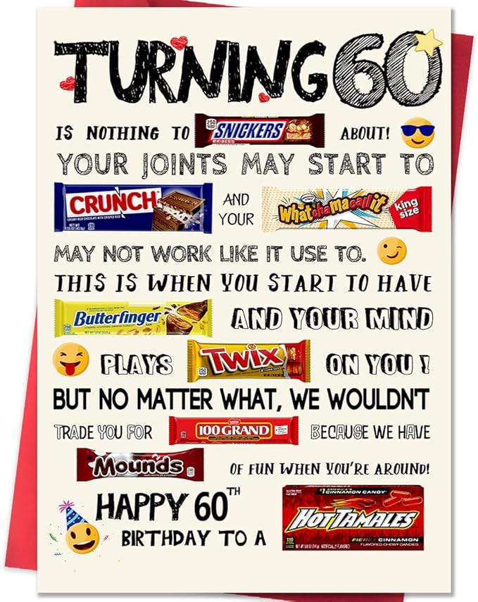 Funny 60th Birthday Card, Happy 60th Birthday Gifts for Women Men, Cool 60 Year Old Birthday Card Gifts for Him Her, Unique 60th Birthday Decorations Ideas for Parents