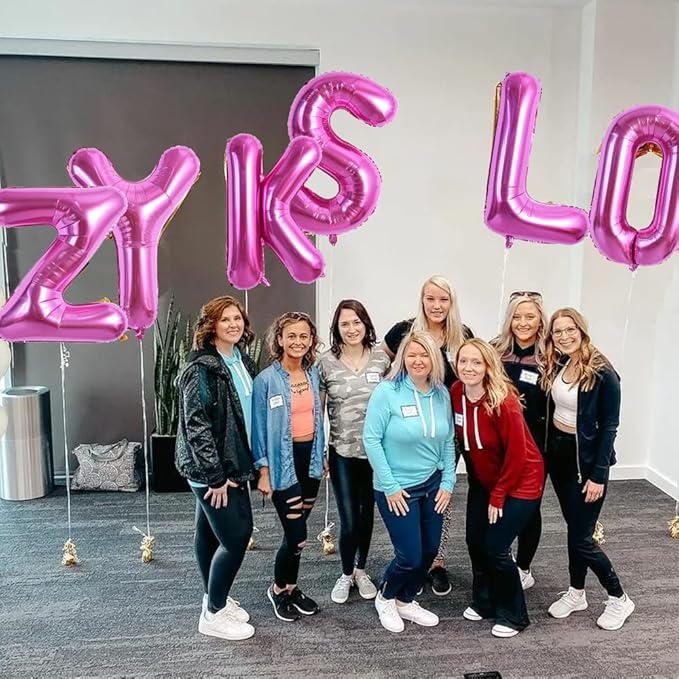 TONIFUL 40 Inch Large Rose Red Letter L Balloons Giant Hot Pink Alphabet Letter Balloons,Foil Mylar Big Balloons for Birthday Party Anniversary Supplies Decorations