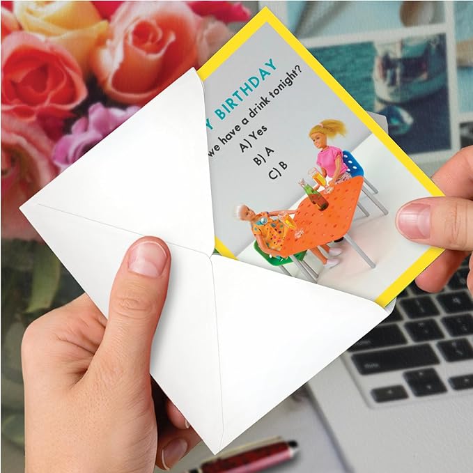 NobleWorks - Funny Happy Birthday Card with Envelope - Congrats Greeting Card for Women, Wife, Birthday Fun - Multiple Choice Drink C3342BDG