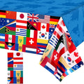 1 Pack International Flag Table Cover Patriotic Table Cloth World Country Flags Plastic Tablecloth for Festival Events Celebration Party Decorations Soccer Sports Beer Party, 108 x 54 Inch