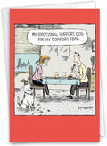 NobleWorks - 1 Humor Birthday Card with Envelope - Funny Cartoons for Birthday Greetings, Celebration Notecard - Support Dog C3647BDG