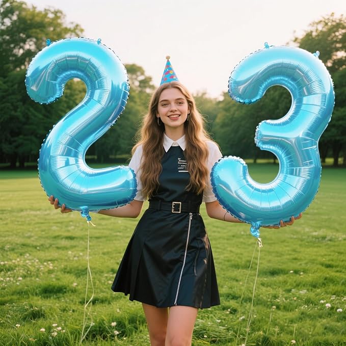 40 Inch Light Blue Number 23 Digital Balloon,Jumbo Mylar Foil Helium Balloon for 23 Balloons for Birthday Party,Wedding Anniversary Party Decorations