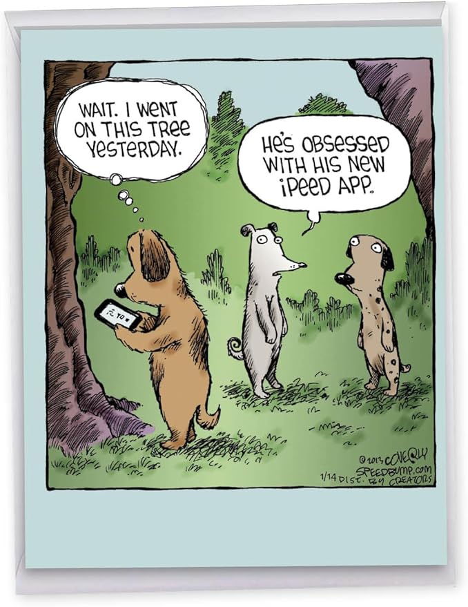 NobleWorks - 1 Big Funny Birthday Card Cartoon (8.5 x 11 Inch) - Jumbo Comic Humor, Group Greeting Card with Envelope - Ipeed App J2621BDG