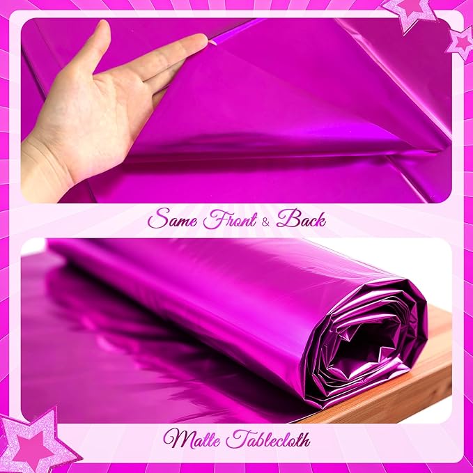 2 pcs Fuchsia Red Tablecloth Plastic -Stunning Metallic Matte Finish, 40" x 108" Baby Shower Hot Pink Table Cloth, Perfect for Valentine's Day Princess Birthday Party Wedding Christmas Decorations