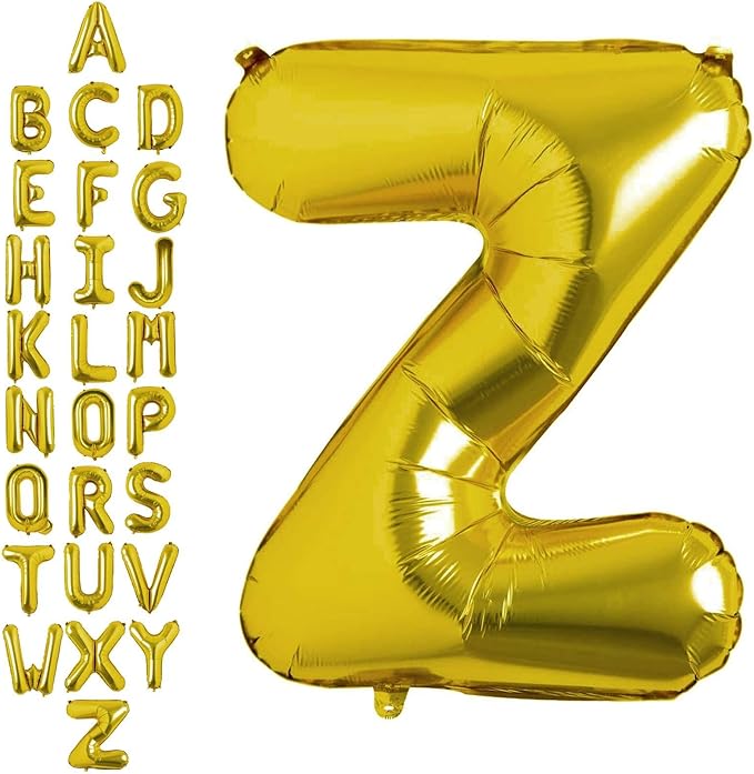 40 Inch Gold Letter Z Balloons, DIY Phrase Foil Alphabet Letter Z Balloons DIY Word Z Banner for Birthday Anniversary Celebration Graduation Party Supplies Decoration