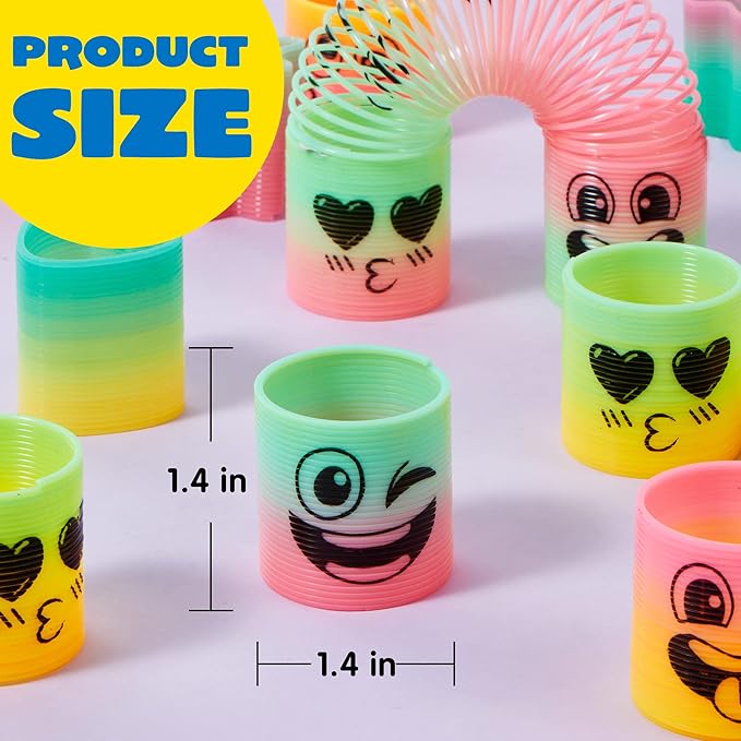 JOYIN 240 Pcs Spring Rainbow Party Favor, Mini Plastic Coil Spring Toy, Fidget Stress Coil Mini Springs Bulk Toys for Carnival Prize Birthday, Easter Goodie Bag Stuffers