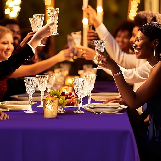 6 Pack Premium Disposable Plastic Tablecloth 54" x 108" Party Table Cloths Disposable for 6 to 8 Foot Tables Indoor or Outdoor Birthdays Weddings Christmas Anniversary Buffet Table (Dark purple)