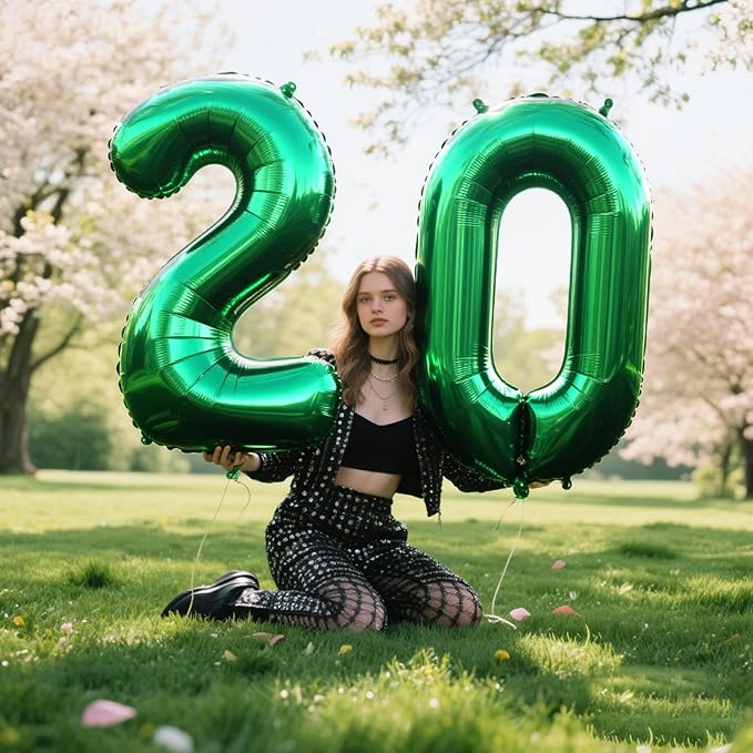 40 Inch Balloon Number 0 Green, Large Foil Green Number Balloons 0 for Girls Women, Digital 0 Helium Balloons for Baby Girls 12 20 21st Birthday Graduation Princess Party Decorations