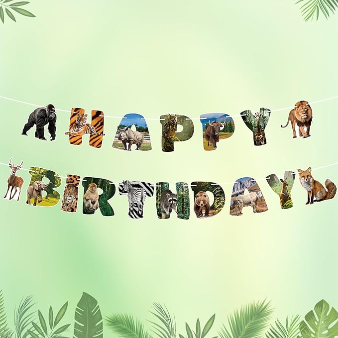 Safari Animals Party Decorations Happy Birthday Banner Safari Animals Party Banner Garland for Birthday Party Decorations Safaris Animals Party Supplies