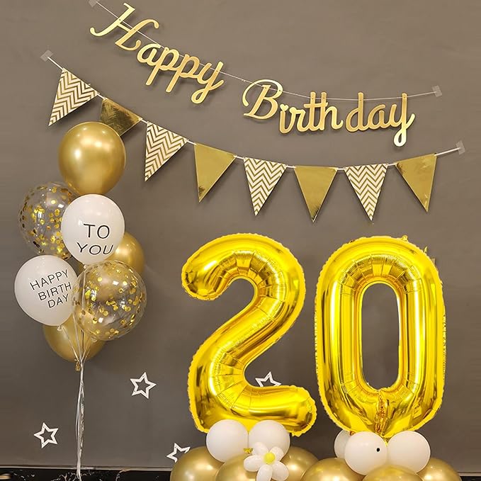 Gold Number Balloons Birthday Balloons - Giant Gold Number 20 Balloon 40 inch, Numbers Balloon 10th Birthday Decorations, Gold Party Supplies for Women Men