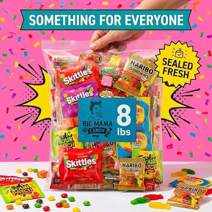 Candy Variety Pack - 8 LB Bulk Assortment - Individually Wrapped Party Candy for Easter, Pinata, Goodie Bags