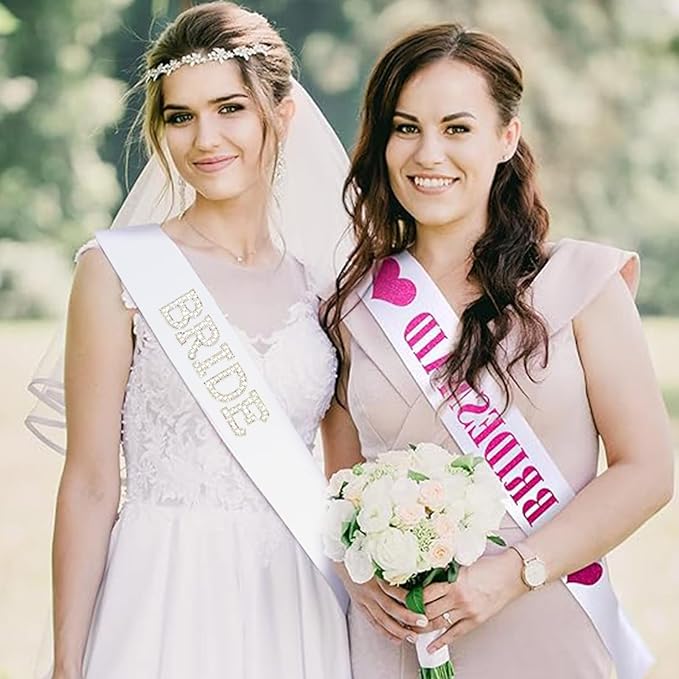 White Bride Sash with Pearls and Rhinestones, Bachelorette Party Sash, Bridal Shower Gift Wedding Party Decorations