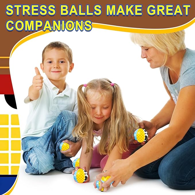 6 PCS Toy Inspire Game Party Stress Balls for Kids Party Favors, 2.48 Inch Anxiety Relief Fidget Sensory Toys, Toy Theme Squeeze Balls Bulk for Birthday Goodie Bags, Carnival Gifts & Classroom Prizes