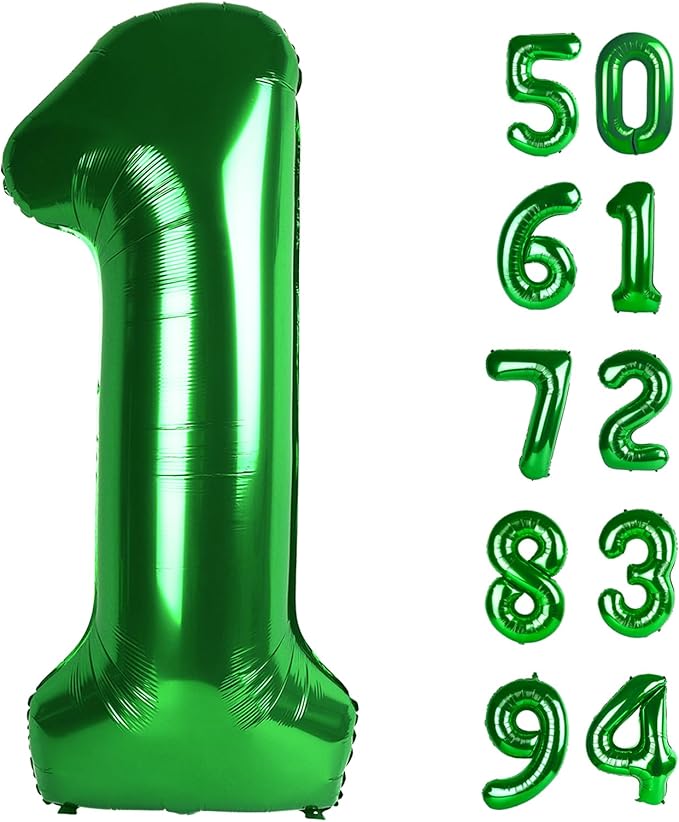40 Inch Green 1 Balloon for First Birthday, 1st Number Balloons Birthday Decorations for Girl Boy Kids Toddler Baby, One Giant Number 1 Balloon, St. Patrick's Day Decorations