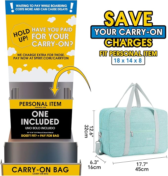 For Spirit Airlines Personal Item Bag Foldable Travel Duffel Bag Tote Carry on Luggage Duffle Overnight for Women and Men