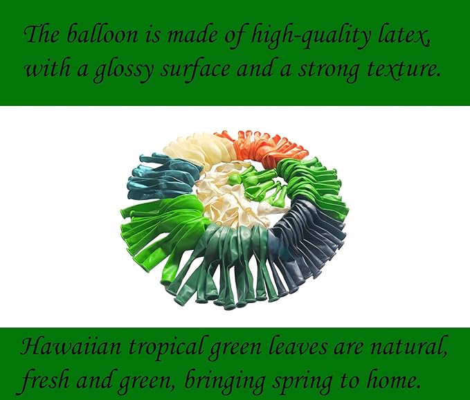XIRUISHEN 118 Pieces Tropical Forest Balloon Arch Garland Kit, Green Confetti Balloons Hawaiian Theme Graduation Anniversary Party Celebration Birthday Party Wedding Decorations