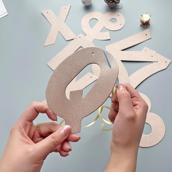 116 Pcs DIY Glitter Customizable Banner Kit for Personalized Decor for Birthday Banner (Light Champagne)