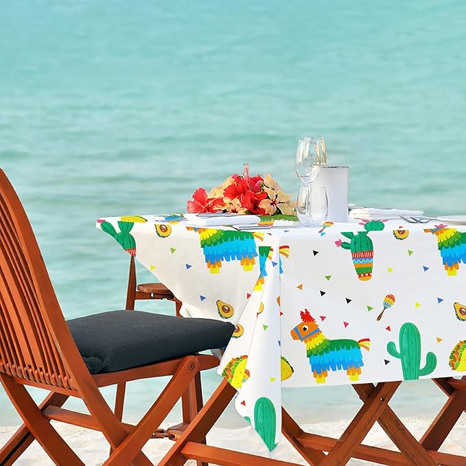 2pcs Cactus Llama Taco Table Cloth for Mexican Final Fiesta Party Decoration Bachelorette Party, Disposable Rectangle Cinco De Mayo Party Tablecovers, Summer Beach Mexican Party Party Supplies