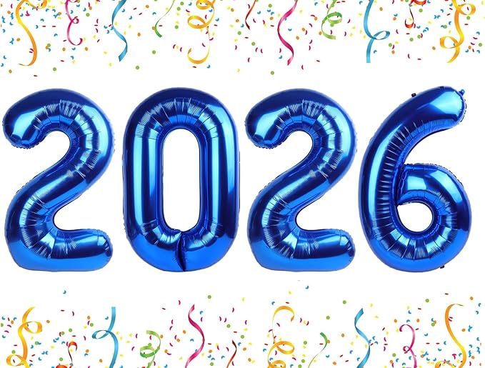 40 Inch 2026 Number Balloons, Dark Blue Number Balloons, New Years Decorations, 2026 Balloon for Graduation Happy New Year and 2 6 20 26 Birthday Parties