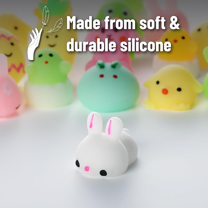 Mr. Pen- Easter Squishy Toys for Kids, 48 Pack, Washable Twistable Stretchy Squishies Bulk, Soft Stress Relief Sensory Toys for Squeezing, Easter Egg Fillers, Party Favors & Classroom Rewards